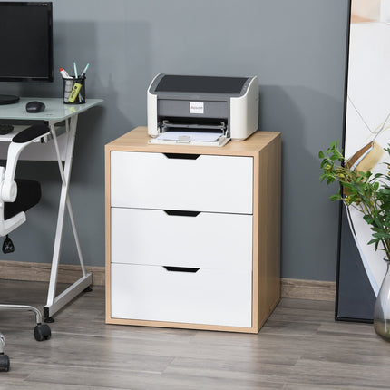 Office filing cabinet, 3 drawers, white/natural, 55x45x65.5 cm