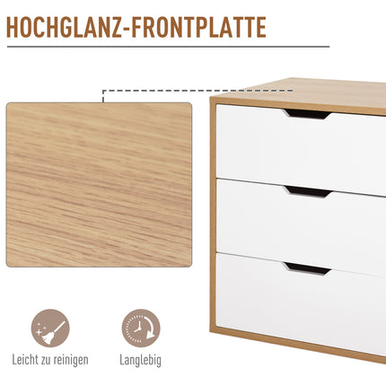Office filing cabinet, 3 drawers, white/natural, 55x45x65.5 cm
