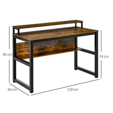 Industrial office computer desk, Metal, Rustic Brown 120x60x85 cm