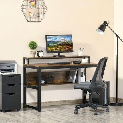 Industrial office computer desk, Metal, Rustic Brown 120x60x85 cm