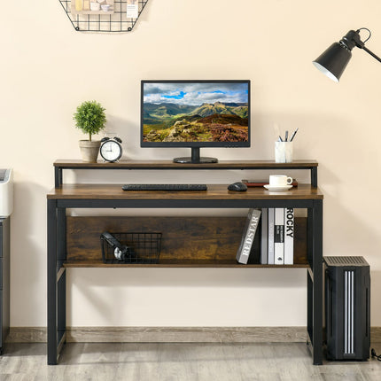 Industrial office computer desk, Metal, Rustic Brown 120x60x85 cm