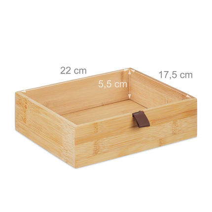 Office Desk Organiser, Bamboo, 2 Drawers
