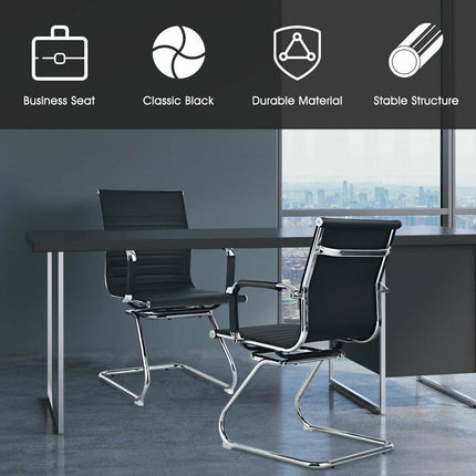 Office Guest Chairs, Set of 2, PU Leather, Sled Base