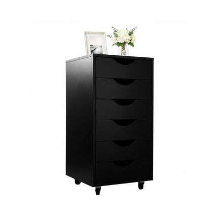 Office Storage Cabinet, 6 Drawers, Mobile with Locking Wheels