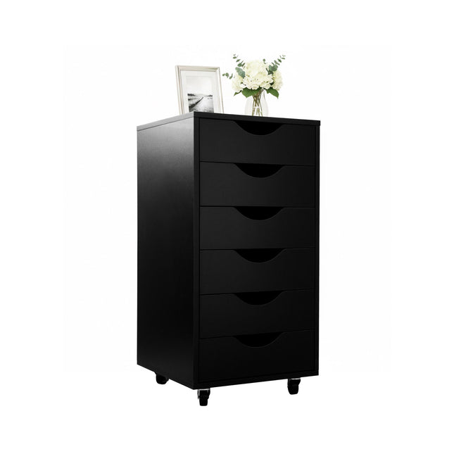 Office Storage Cabinet, 6 Drawers, Mobile with Locking Wheels