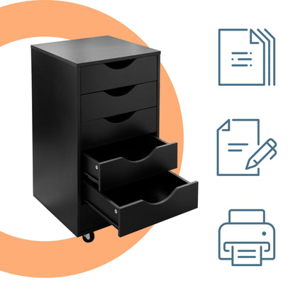 Office Storage Cabinet, 6 Drawers, Mobile with Locking Wheels