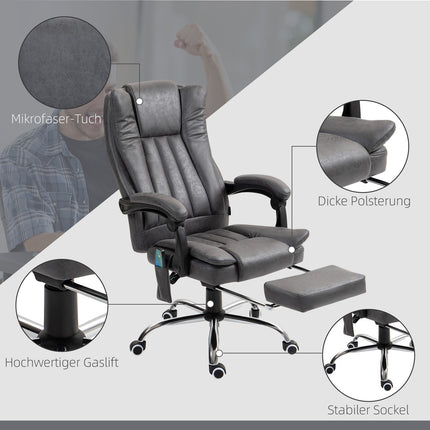 Ergonomic Gray Office Chair, Massage & Heat, Adjustable Height