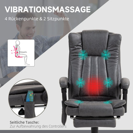 Ergonomic Gray Office Chair, Massage & Heat, Adjustable Height