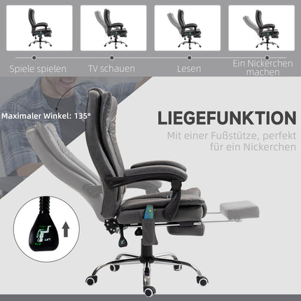 Ergonomic Gray Office Chair, Massage & Heat, Adjustable Height