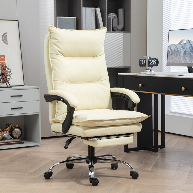 Ergonomic office chair, height adjustable, 155° tilt, beige