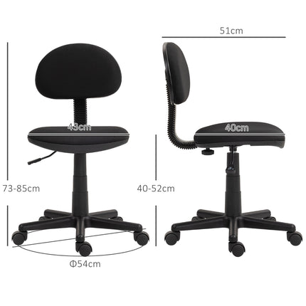 Office Chair, Low Back, Armless, Swivel, Black