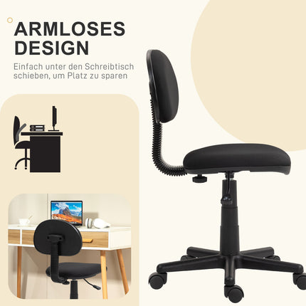 Office Chair, Low Back, Armless, Swivel, Black