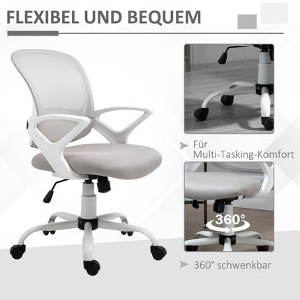 Office chair, desk chair with wheels, ergonomic, height-adjustable, grey