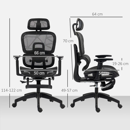 Ergonomic office chair with headrest, lumbar support, swivel