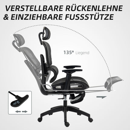Ergonomic office chair with headrest, lumbar support, swivel