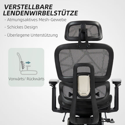 Ergonomic office chair with headrest, lumbar support, swivel