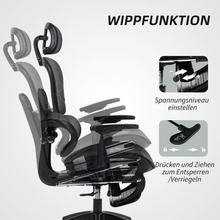 Ergonomic office chair with headrest, lumbar support, swivel