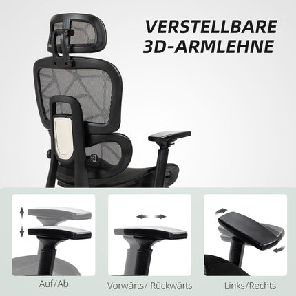 Ergonomic office chair with headrest, lumbar support, swivel