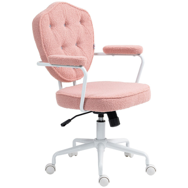 Ergonomic pink office chair, Teddy Fleece, height adjustable