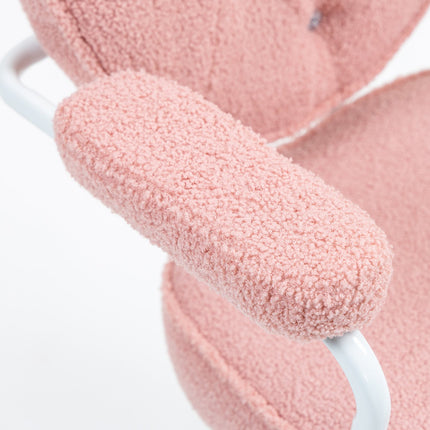 Ergonomic pink office chair, Teddy Fleece, height adjustable