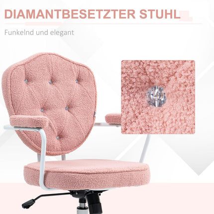 Ergonomic pink office chair, Teddy Fleece, height adjustable