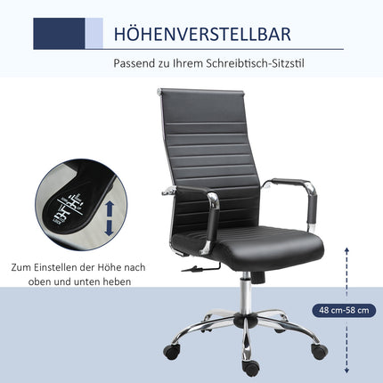 Ergonomic office chair, adjustable artificial leather, black