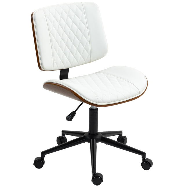 White office chair in artificial leather, height adjustable