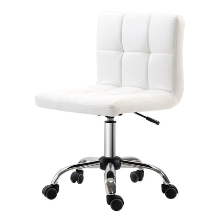 Office chair, swivel chair, imitation leather, steel frame, 5 wheels, upholstered, white