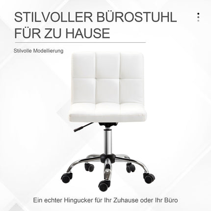 Office chair, swivel chair, imitation leather, steel frame, 5 wheels, upholstered, white