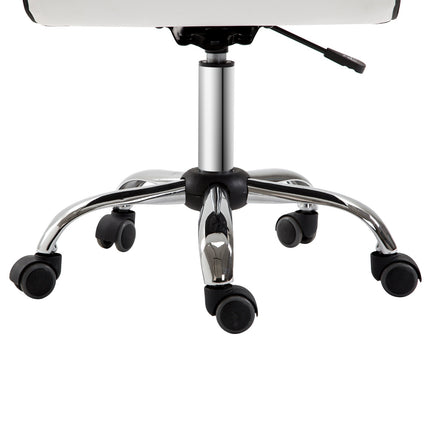 Office chair, swivel chair, imitation leather, steel frame, 5 wheels, upholstered, white