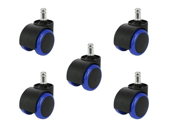 Office chair wheels - 5 pcs - blue