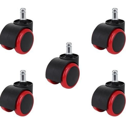 Office chair wheels - 5 pcs - red