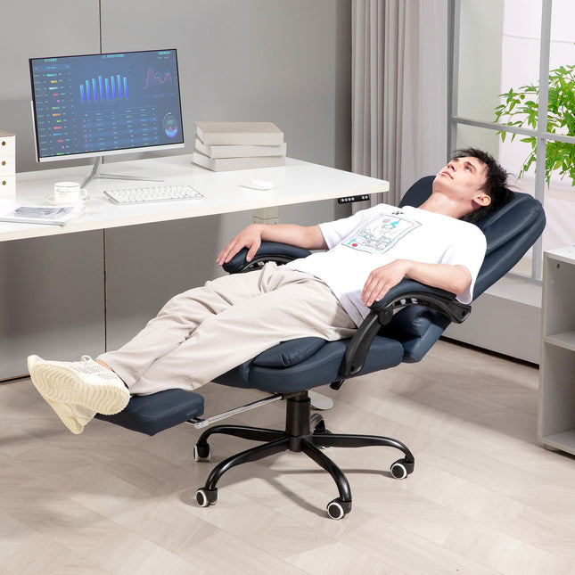 Ergonomic office chair with massage and tilt, blue