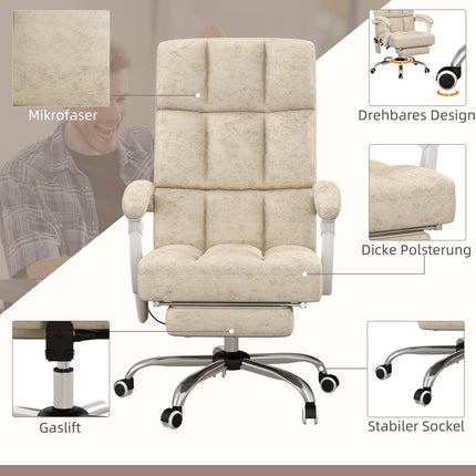 Ergonomic office chair with massage & heating, adjustable, beige