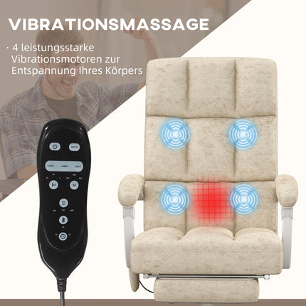 Ergonomic office chair with massage & heating, adjustable, beige