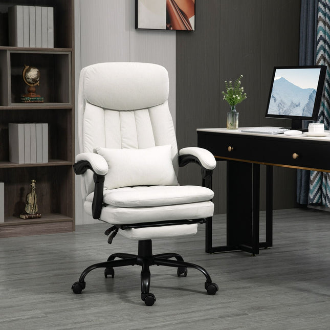 Ergonomic Cream White Executive Massage Office Chair