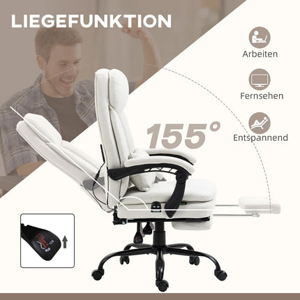 Ergonomic Cream White Executive Massage Office Chair