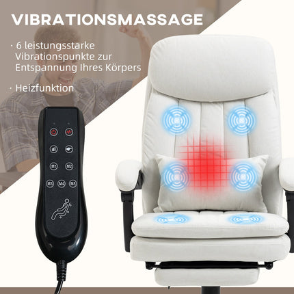 Ergonomic Cream White Executive Massage Office Chair