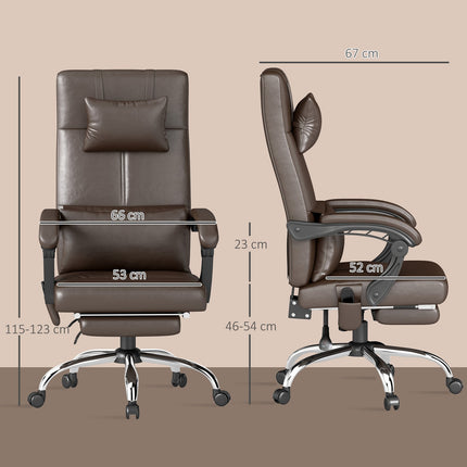 Office chair with massage function, ergonomic desk chair with reclining function, headrest, height-adjustable, brown
