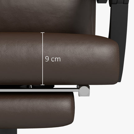 Office chair with massage function, ergonomic desk chair with reclining function, headrest, height-adjustable, brown
