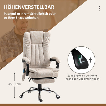 Ergonomic Massage Office Chair, Reclining & Heated, Cream White