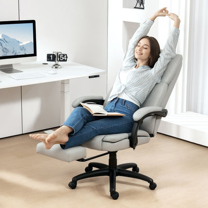 Ergonomic office chair with massage, tilt, footrest, gray