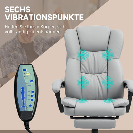 Ergonomic office chair with massage, tilt, footrest, gray