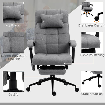 Ergonomic office chair with massage & lumbar heating, Grey