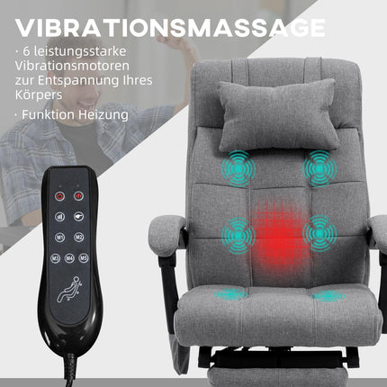 Ergonomic office chair with massage & lumbar heating, Grey