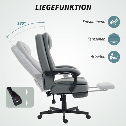 Massage Office Chair with Recline, Adjustable Height, Grey