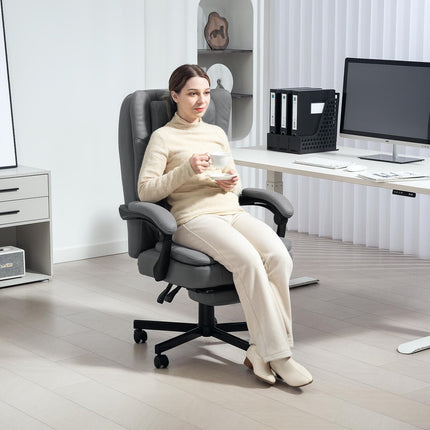 Massage Office Chair with Recline, Adjustable Height, Grey