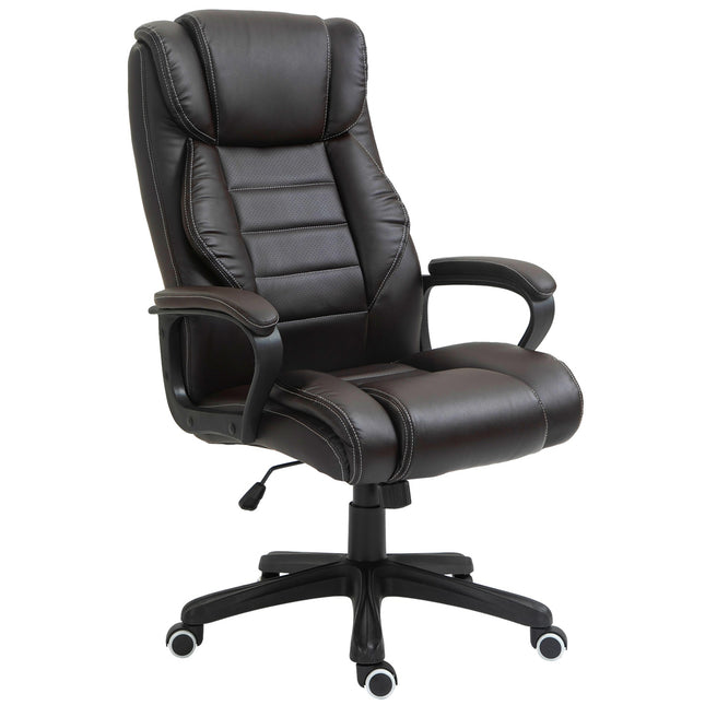 Office chair with massage function, height-adjustable executive chair, ergonomic swivel chair, 6 vibration points, brown
