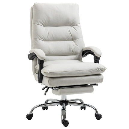 Massage office chair, 135° tilt, adjustable height, cream