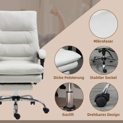 Massage office chair, 135° tilt, adjustable height, cream